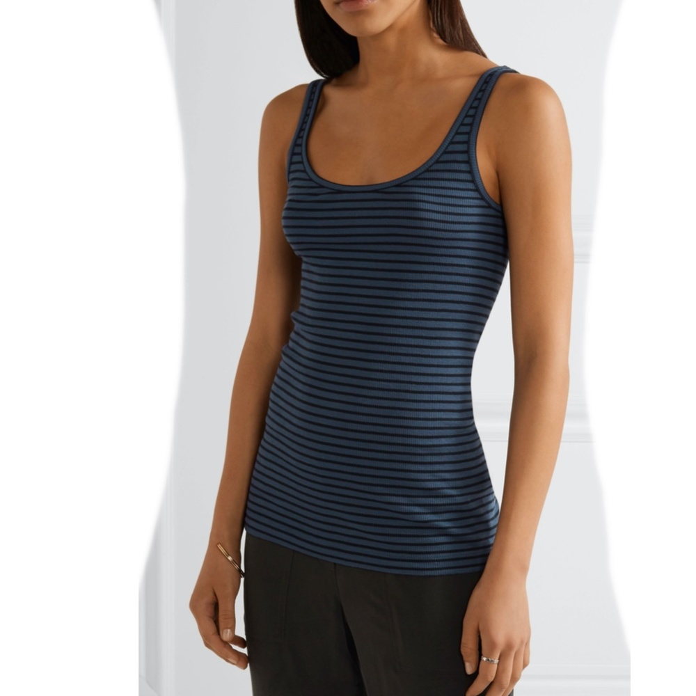 Vince Striped Ribbed Pima Cotton/Modal Tank - Picture 3 of 7